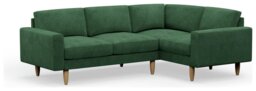 Hutch Velvet Block Arm 4 Seater Corner Sofa - Sage Green - thumbnail 1