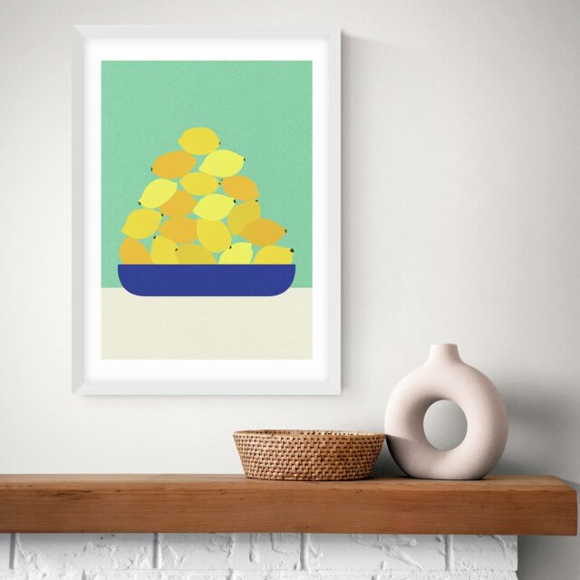 East End Prints Sicily Lemons White Frame Art Print - A3 - image 1