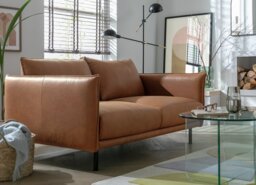 Habitat Moore Leather 2 Seater Sofa - Tan - thumbnail 2