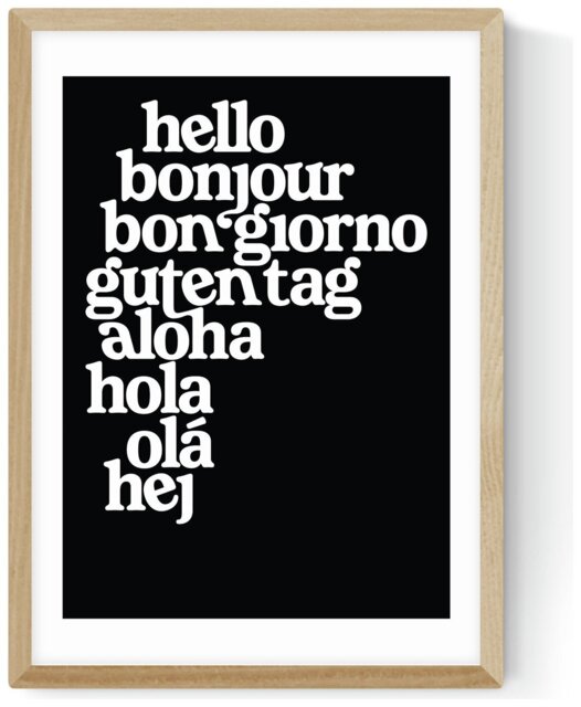 East End Prints Hello World Oak Frame Art Print - A3 - image 1