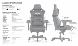 Anda seat Kaiser 4 Large Ergo Office Gaming Chair - Grey Fab - thumbnail 2