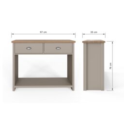 GFW Lancaster 2 Drawer Console Table - Grey - thumbnail 2