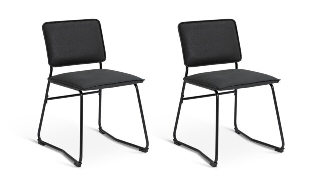 Argos Loft Living Pair of Faux Leather Dining Chairs-Black - image 1