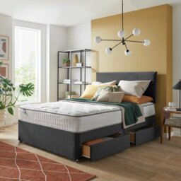Silentnight Middleton Double 4 Drawer Divan Bed - Charcoal - thumbnail 1