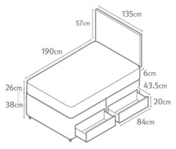 Silentnight Middleton Double 4 Drawer Divan Bed - Charcoal - thumbnail 2
