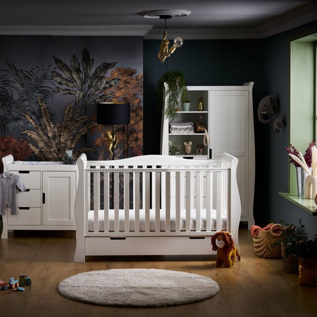 Obaby Stamford Luxe Sleigh 3 Piece Nursery Set - White - image 1