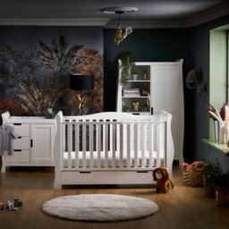 Obaby Stamford Luxe Sleigh 3 Piece Nursery Set - White - thumbnail 1
