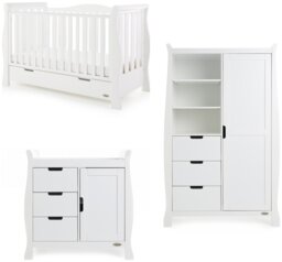 Obaby Stamford Luxe Sleigh 3 Piece Nursery Set - White - thumbnail 2