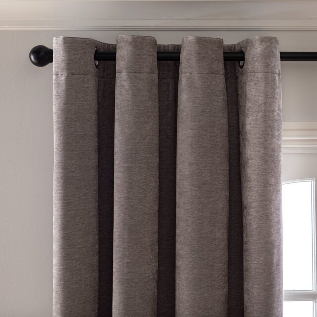 Habitat Thermal Chenille Blackout Eyelet Curtains - Grey - 168x183cm - image 1