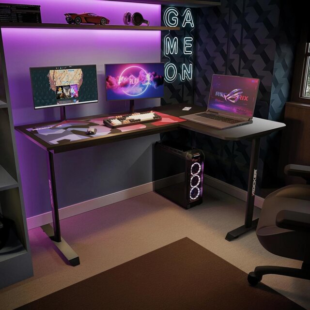 X Rocker Panther XL Reversible Corner Gaming Desk - Black - image 1