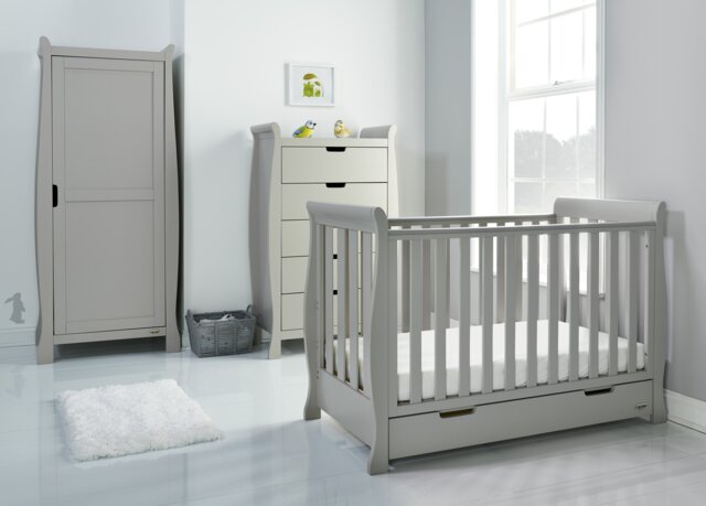 Obaby Stamford Mini Sleigh Cot Bed - Warm Grey - image 1