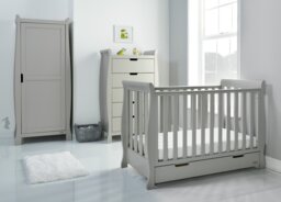 Obaby Stamford Mini Sleigh Cot Bed - Warm Grey - thumbnail 1