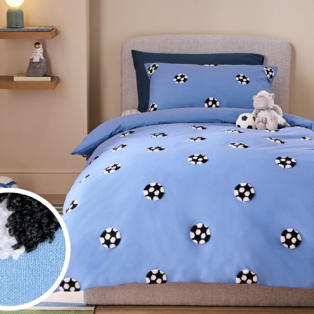 Argos Home Kids Tufted Football Blue Bedding Set - Double - image 1