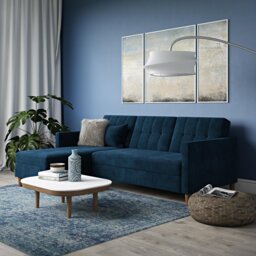 Dorel Hartford Velvet Clic Clac Sofa Bed - Blue