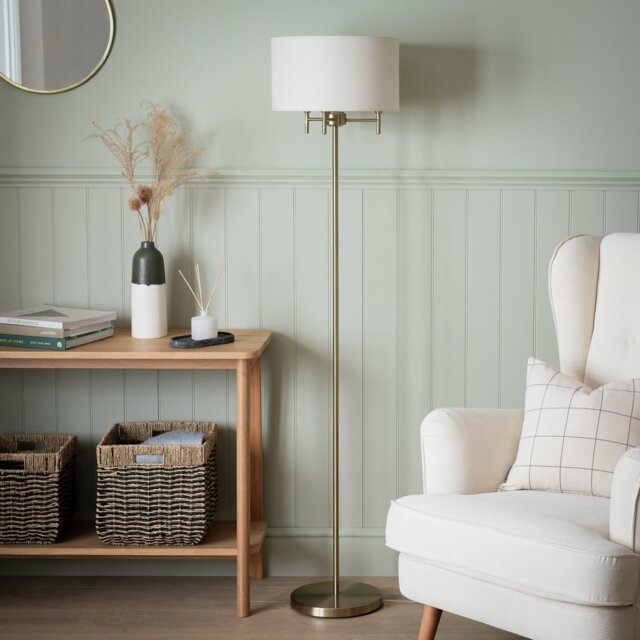Argos Home Candelabra Brush Brass Stick Floor Lamp - Natural - image 1