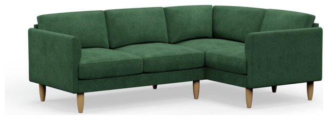 Hutch Velvet Curve Arm 4 Seater Corner Sofa - Sage Green - image 1