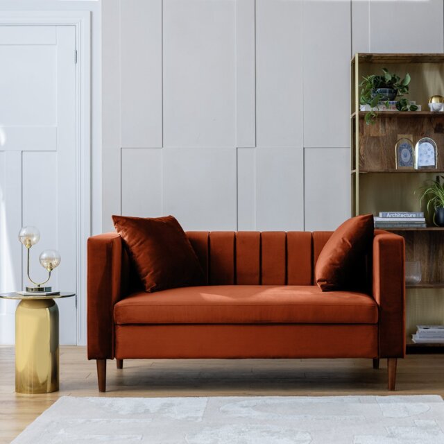 Argos Home Everly Velvet 2 Seater Sofa - Burnt Orange - image 1