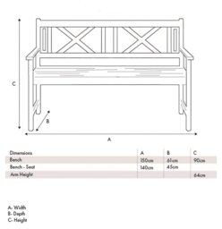 Pacific Cambridge 3 Seater Wooden Garden Bench - Natural - thumbnail 2