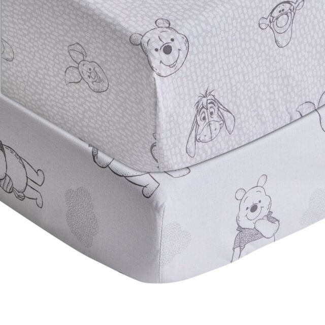 Disney Winnie The Pooh Twin Pack Nursery Fitted Sheet-Cotbed - image 1