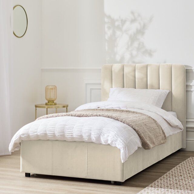 Argos Home Pandora Single Drawer Storage Bed Frame - Cream - image 1