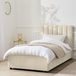 Argos Home Pandora Single Drawer Storage Bed Frame - Cream - thumbnail 1