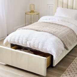 Argos Home Pandora Single Drawer Storage Bed Frame - Cream - thumbnail 2