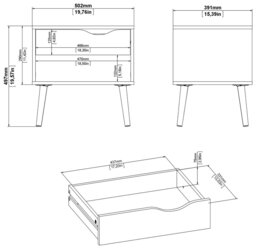 Tvilum 0slo 1 Drawer Bedside Table - White & Oak - thumbnail 2