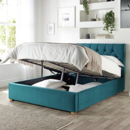 CL Boutique Velvet Kingsize Ottoman Bedframe - Emerald - thumbnail 2