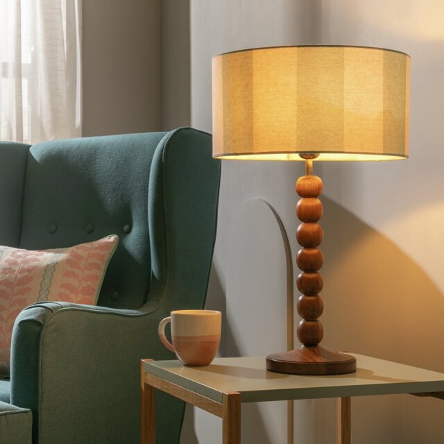 Habitat Bobbin Mango Wood Table Lamp Base Only - Walnut - image 1