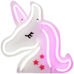 Glow Neon Effect Unicorn LED Kids Wall Light - White & Pink - thumbnail 2