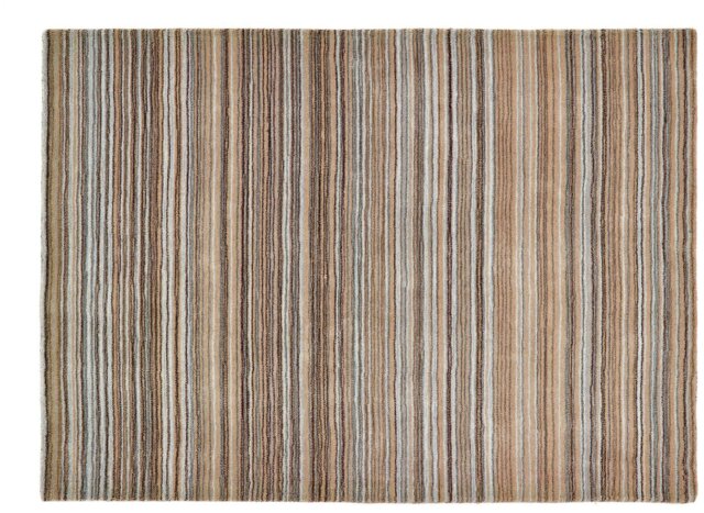 Origins Fine Stripe Beige Wool Short Pile Rug - 120x170cm