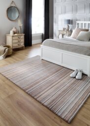 Origins Fine Stripe Beige Wool Short Pile Rug - 120x170cm - thumbnail 2