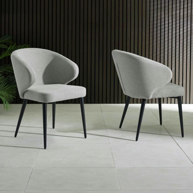 Julian Bowen Marcus Pair of Fabric Dining Chairs -Light Grey - image 1