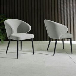 Julian Bowen Marcus Pair of Fabric Dining Chairs -Light Grey - thumbnail 1