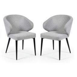 Julian Bowen Marcus Pair of Fabric Dining Chairs -Light Grey - thumbnail 2