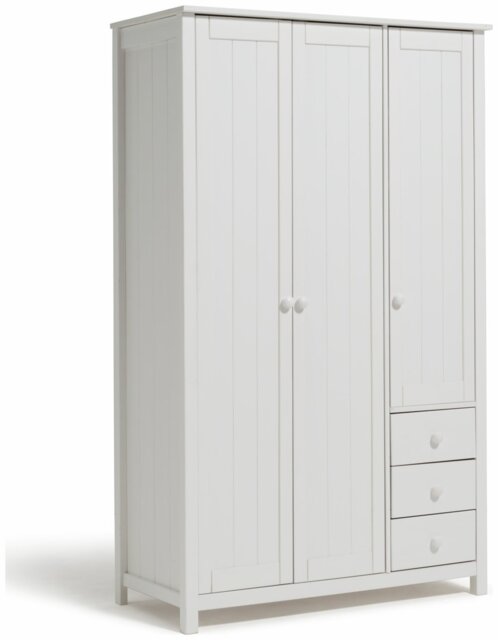 Argos Home New Scandinavia 3 door 3 Drawer Wardrobe - White - image 1