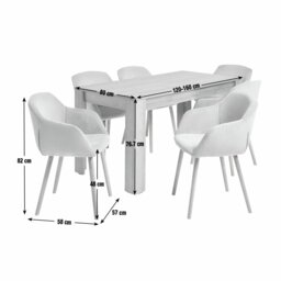 Argos Home Miami Oak Extend Dining Table & 6 Green Chairs - thumbnail 2