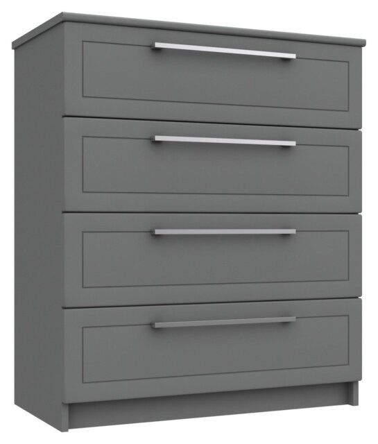 Hatfield 4 Drawer Chest - Dark Grey Gloss - image 1