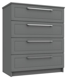Hatfield 4 Drawer Chest - Dark Grey Gloss - thumbnail 1