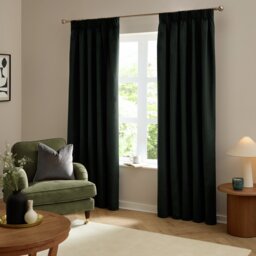Furn Ultimate Velvet Blackout Pencil Pleat Curtains - Black - 168x183cm - thumbnail 2