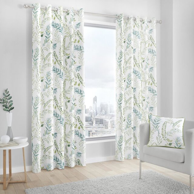 Fusion Fernworthy Fern Eyelet Curtains - Green - 168x137cm - image 1