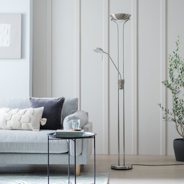 Argos Home Father & Child Uplighter Floor Lamp - Chrome - image 1