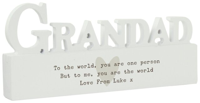 Personalised Message Free Text Heart Wooden Grandad Ornament - image 1