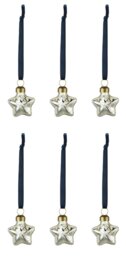 Argos Home Pack of 6 Silver Glass Star Christmas Decoration - thumbnail 1