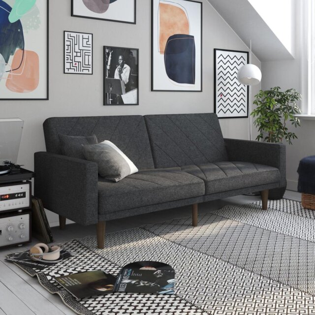 Dorel Paxson Fabric Small Double Chaise Sofa Bed - Grey - image 1