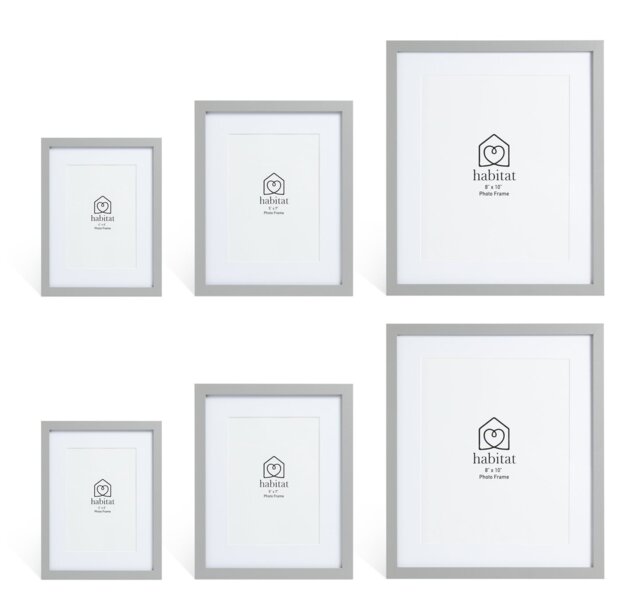 Habitat Grey Wooden 6 Picture Frames - Mixed Sizes - image 1