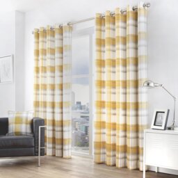 Fusion Balmoral Check Fully Lined Eyelet Curtains - Ochre - thumbnail 2