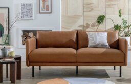 Habitat Moore Leather 3 Seater Sofa - Tan - thumbnail 1
