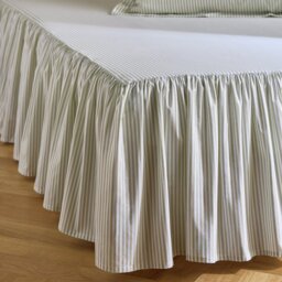 Habitat Oxford Printed Stripe Green Valance Sheet- King size