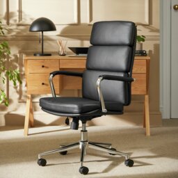 Habitat Callan Leather Mix Office Chair - Black - thumbnail 2